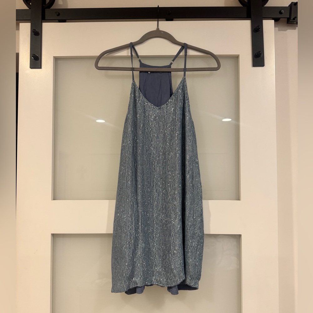 MLV Carmen sequin dress in blue